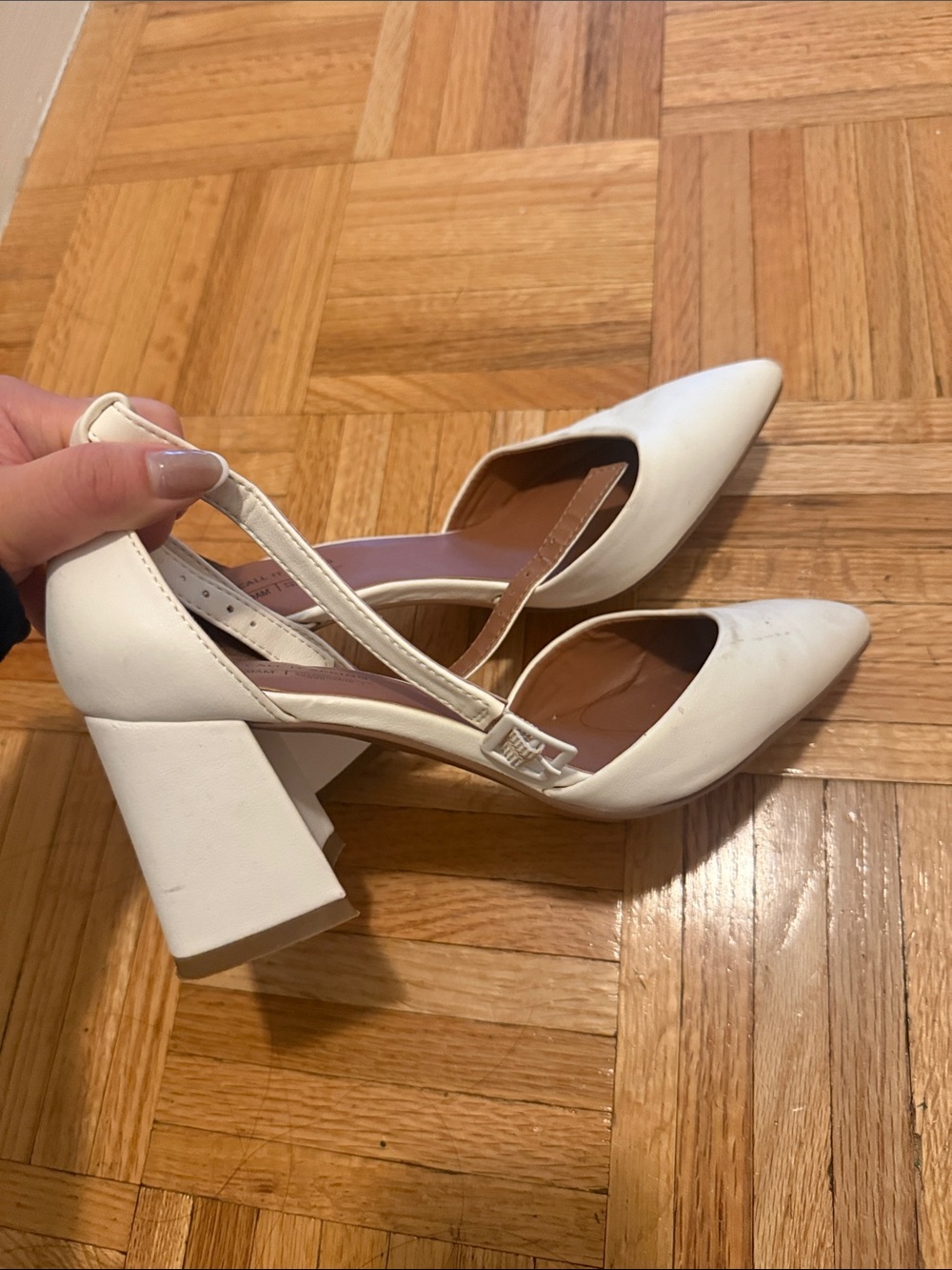 Call It Spring White Pointed Slingback Block Heel Pumps